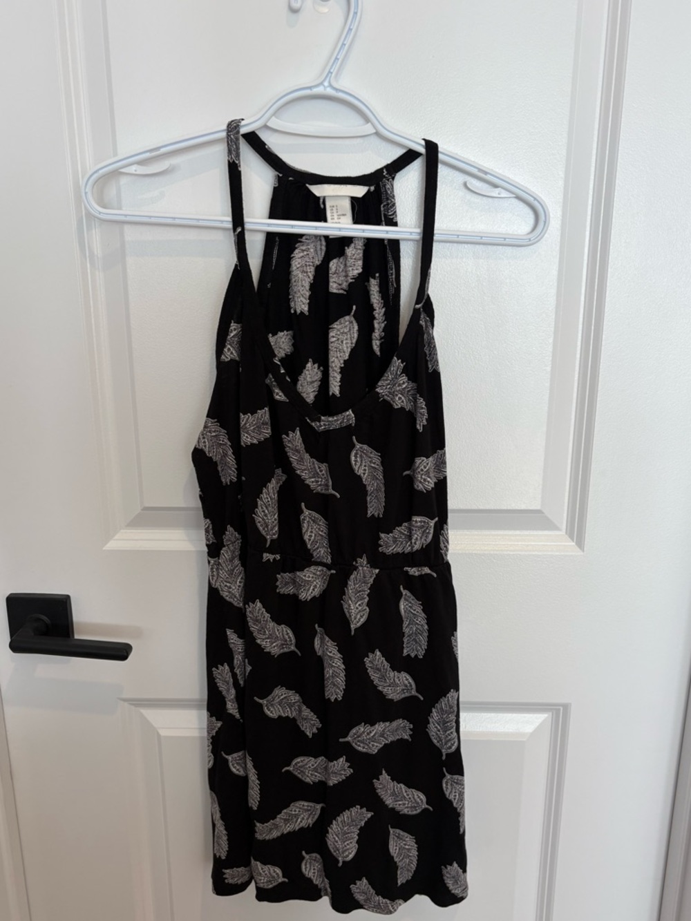 H&M Black Dress with White Feather Print